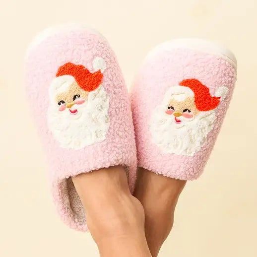 Fuzzy Slippers - Santa