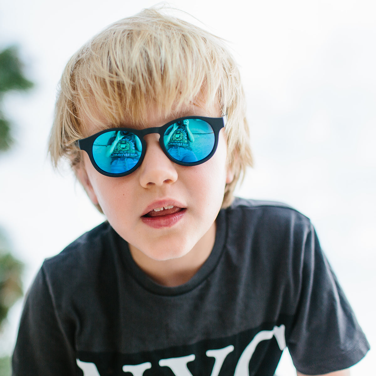 Jet Black Keyhole | Polarized Cobalt Blue Mirrored Lenses