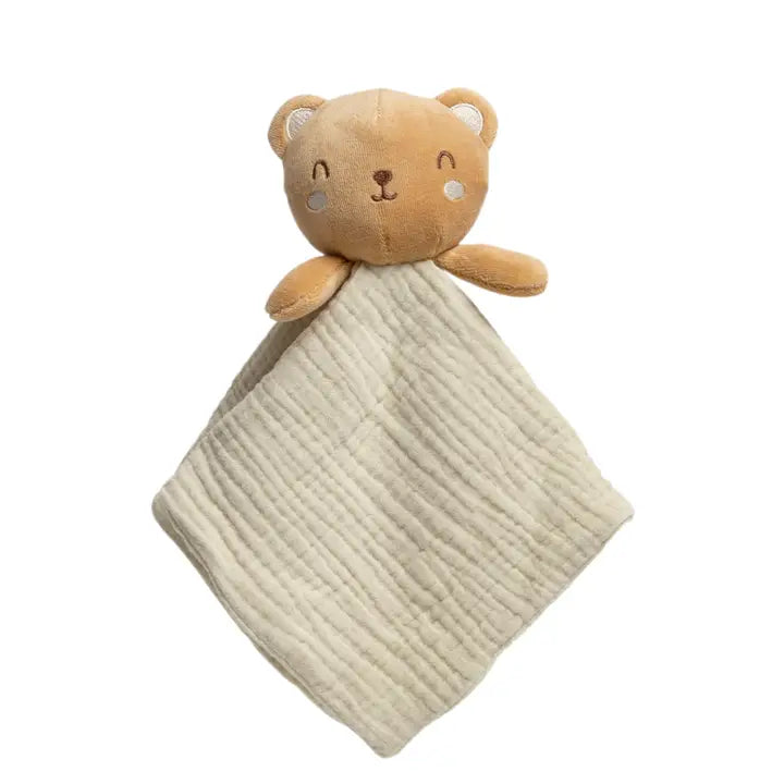 Bear Baby Lovey Snuggle Blanket, Organic Cotton Muslin