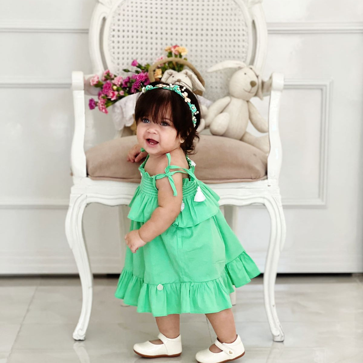 Smocked Kelly Green Dress