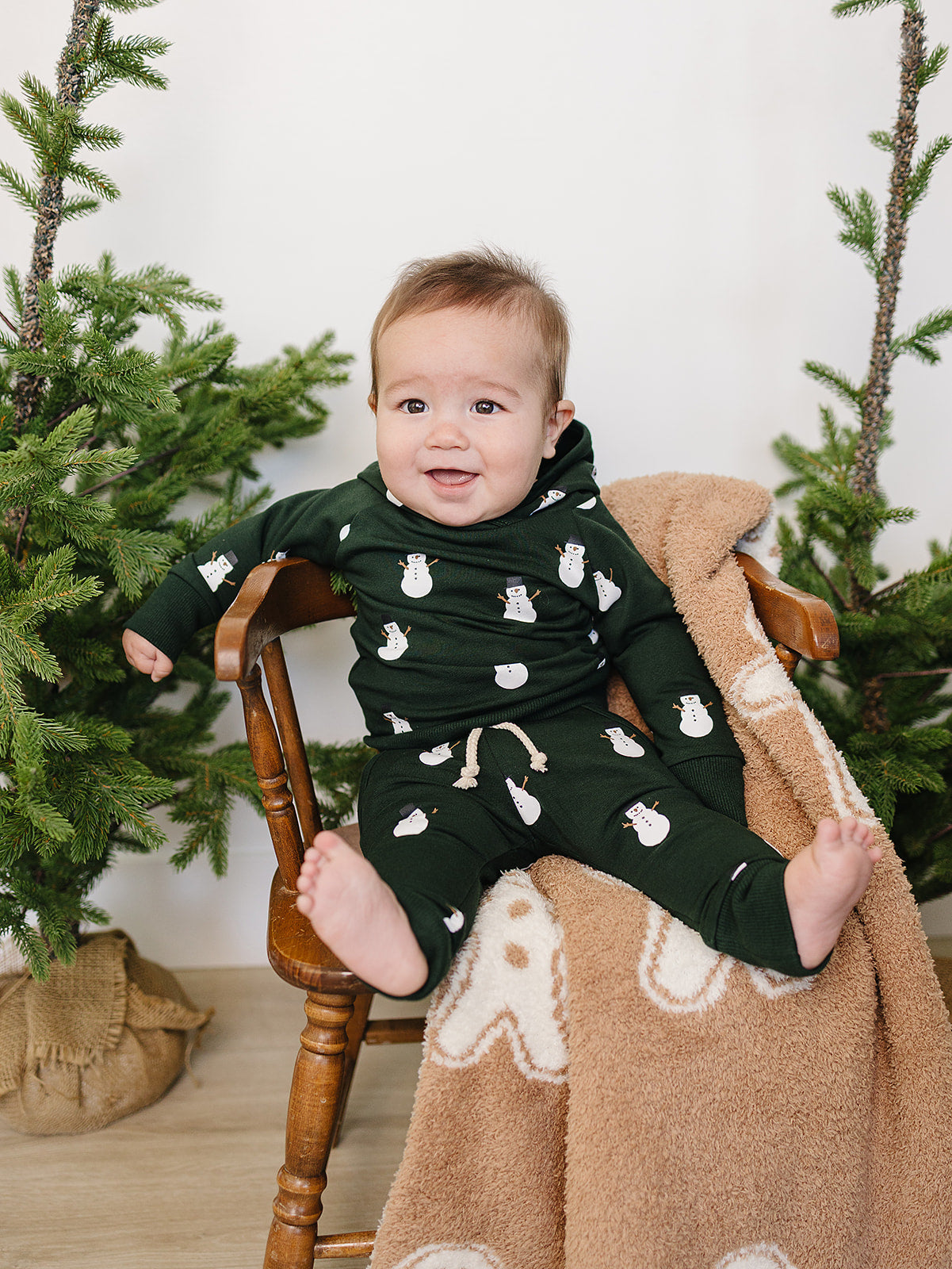 Green Snowman Hooded French Terry Set