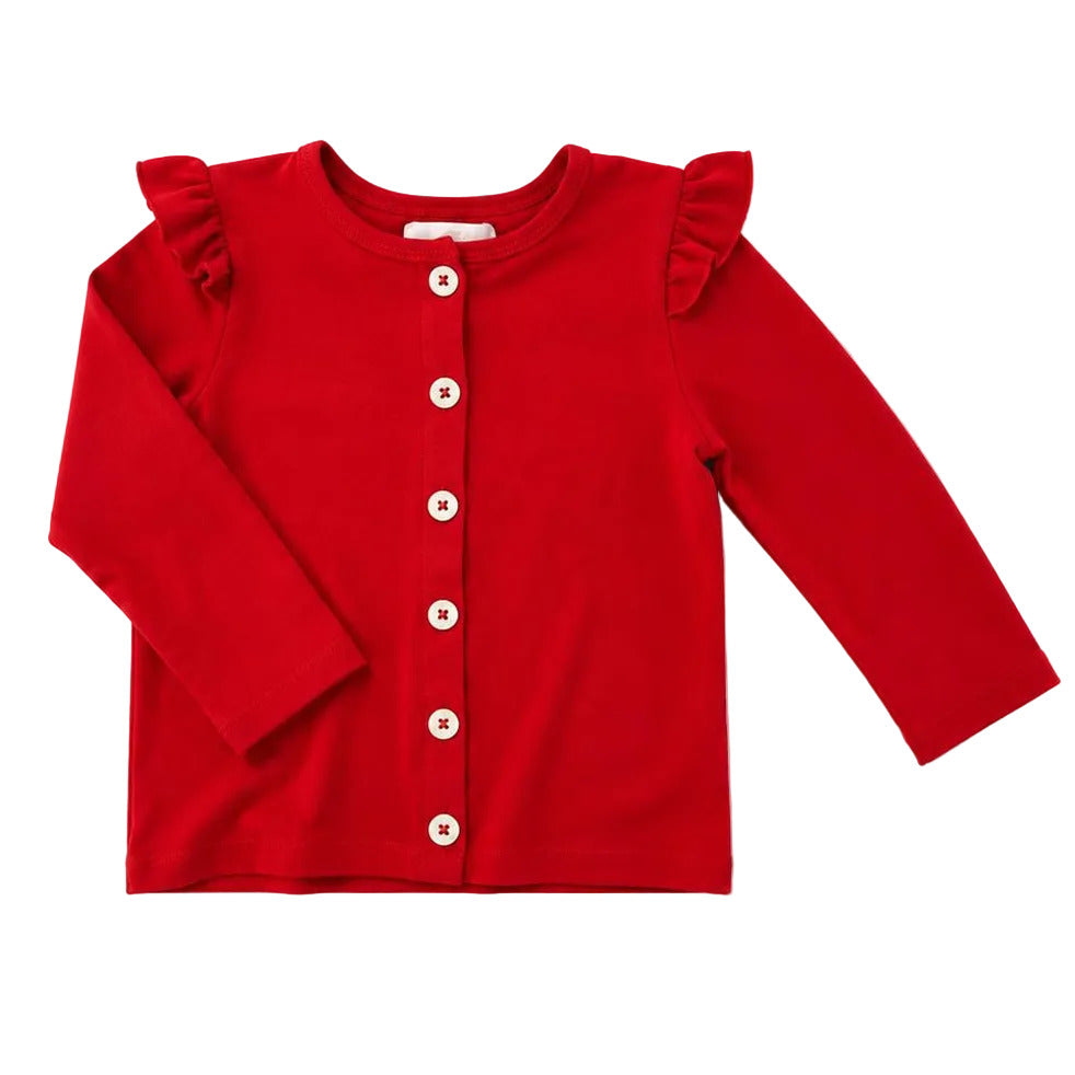 Red Ruffle Cardigan