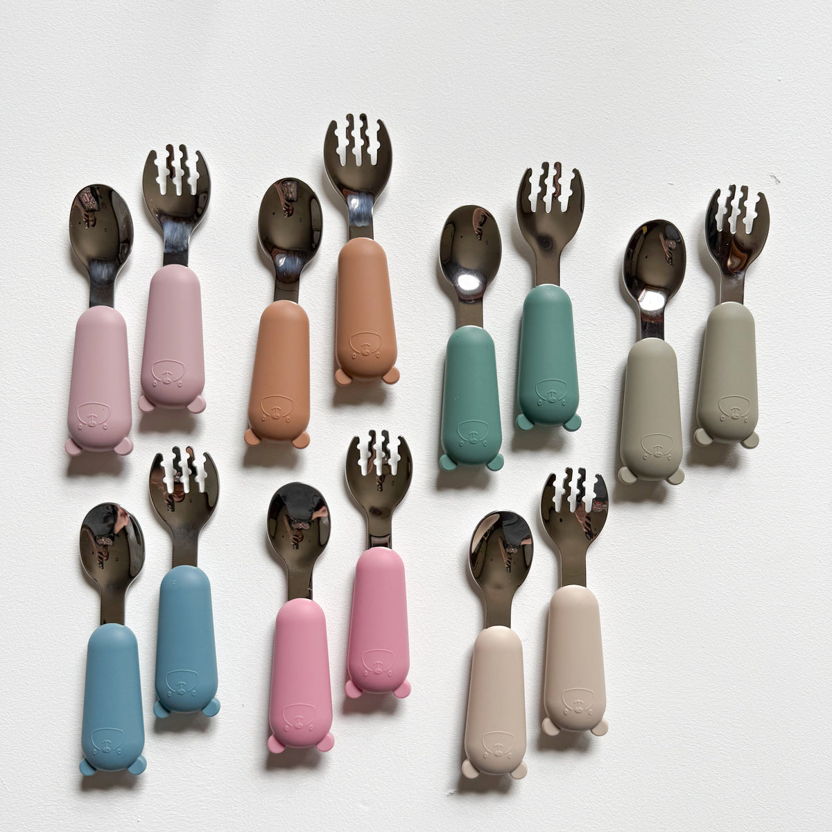 Silicone  and stainless steel spoon and fork set