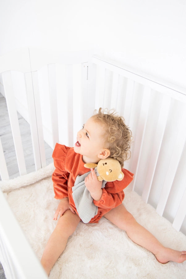 Bear Baby Lovey Snuggle Blanket, Organic Cotton Muslin