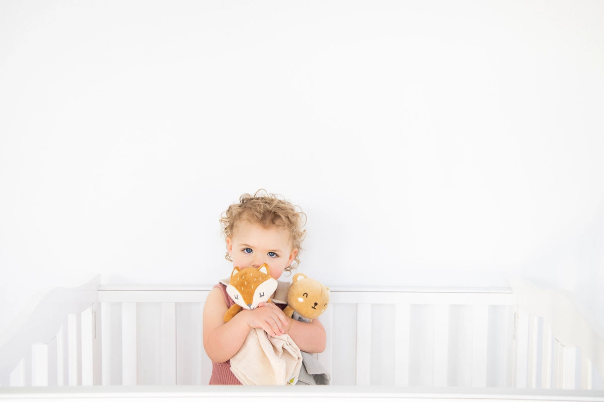 Bear Baby Lovey Snuggle Blanket, Organic Cotton Muslin