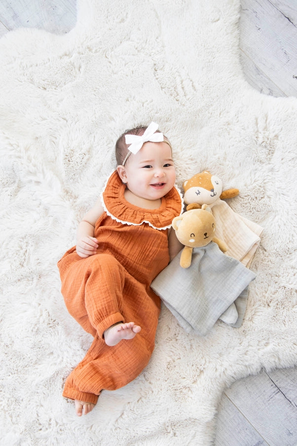 Bear Baby Lovey Snuggle Blanket, Organic Cotton Muslin
