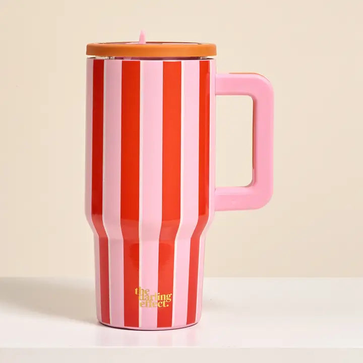 20 oz Lifestyle Flip Straw Tumbler–Sicily Stripes Pink