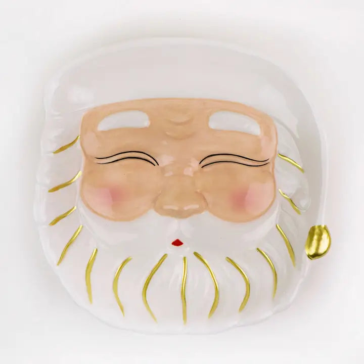 White Santa Ceramic Dessert Plate, 7-Inch