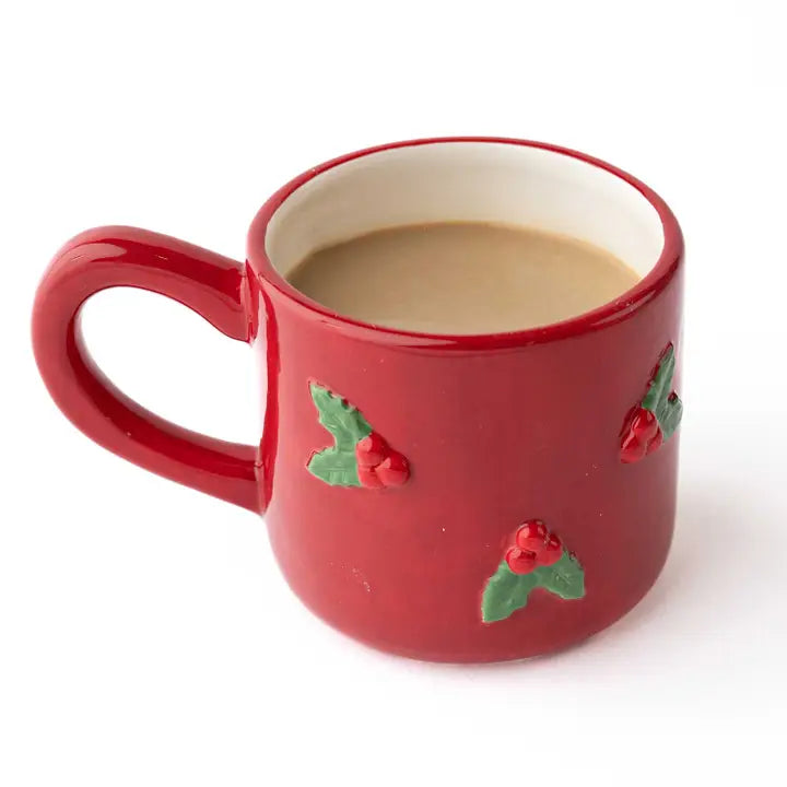 Holly Ditsy Bobble Ceramic Coffee Mug, 8oz