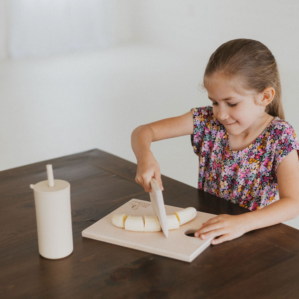 Children's Wooden Cutting Board Set with  Fruit Knife