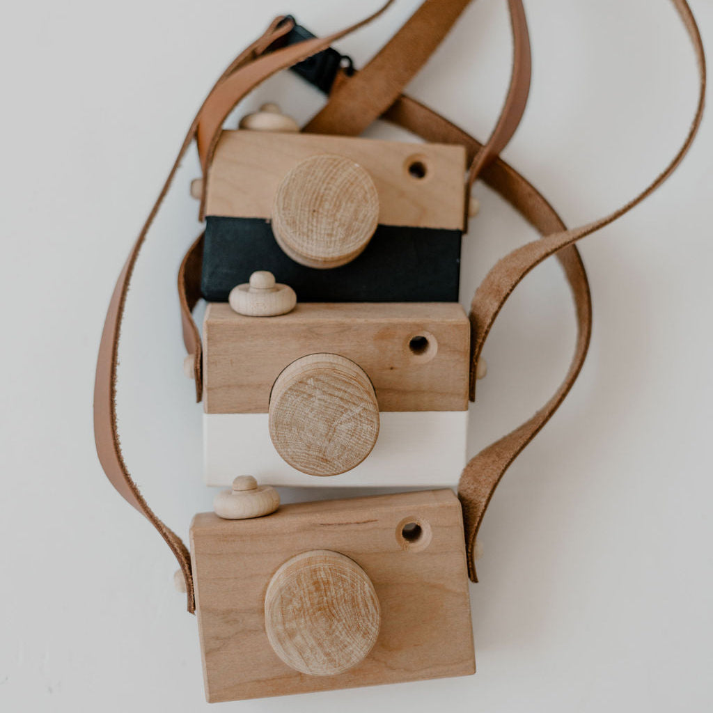 Wood & Leather camera/play camera/wooden play camera/toddler camera