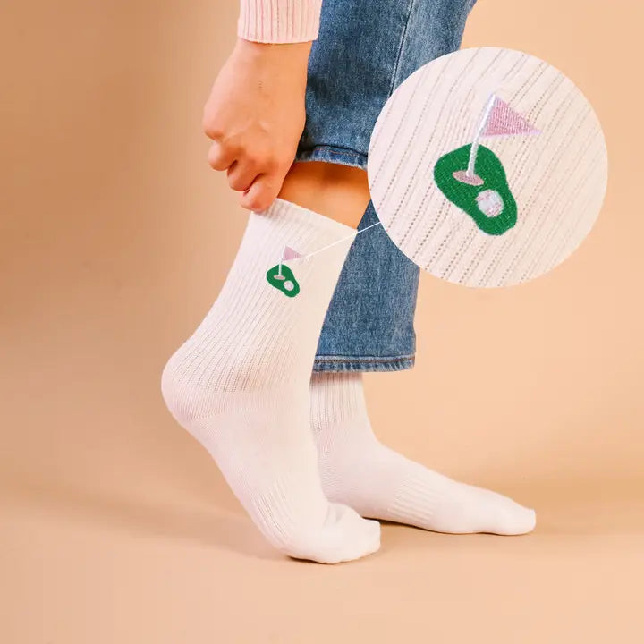 Embroidered Crew Socks–Golf