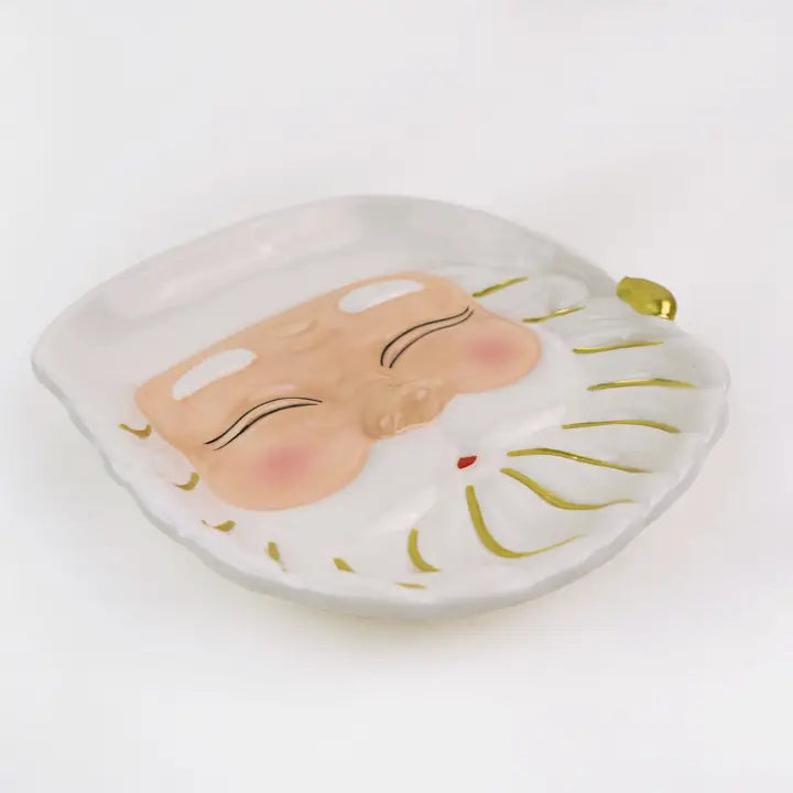 White Santa Ceramic Dessert Plate, 7-Inch