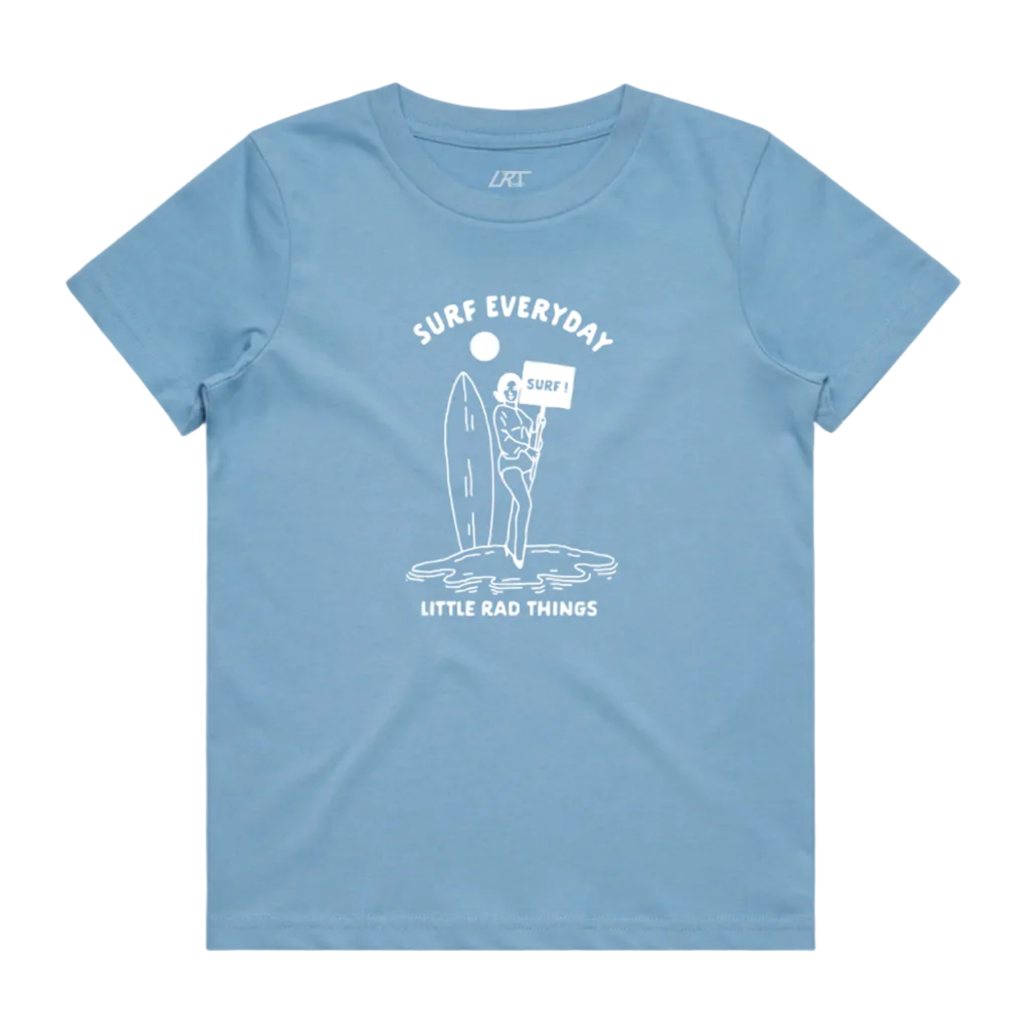 SURFS UP GIRL TEE - CLOUD BLUE (FRONT ONLY)