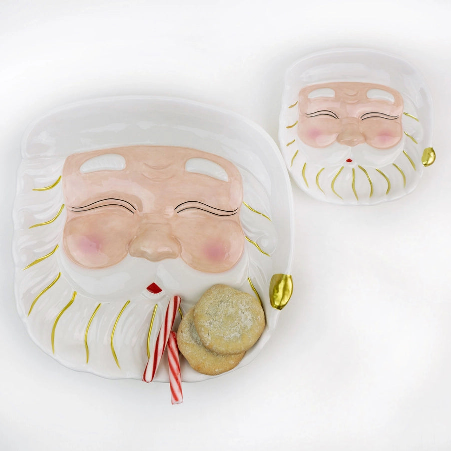 White Santa Ceramic Dessert Plate, 7-Inch