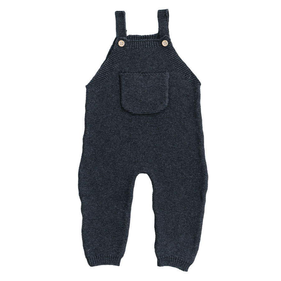 Charcoal Knit Pocket Overalls
