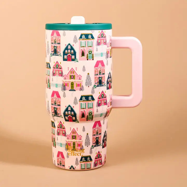 20 oz Lifestyle Flip Straw Tumbler-Sugarplum Lane