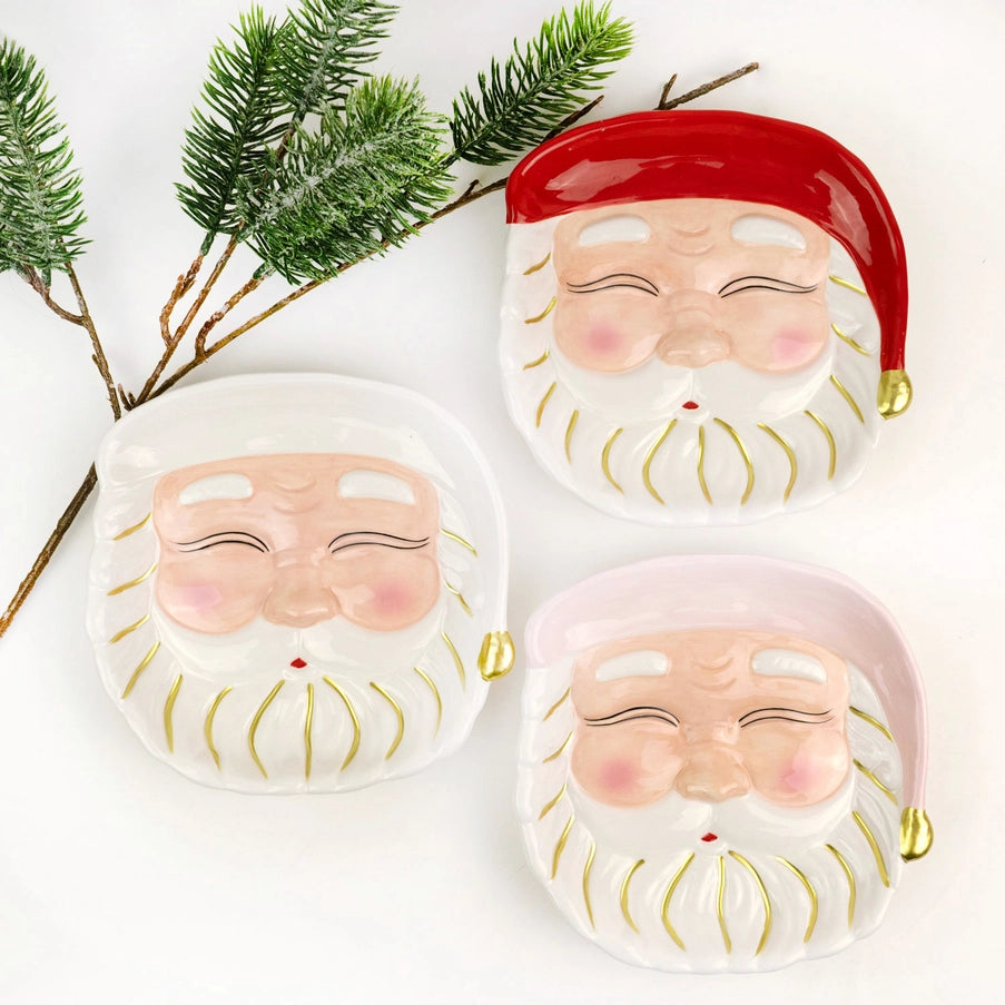 White Santa Ceramic Dessert Plate, 7-Inch