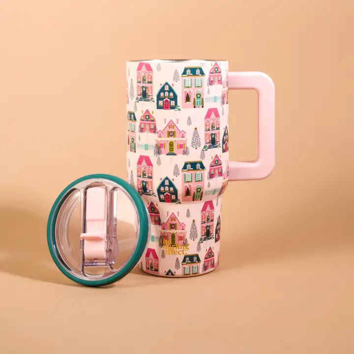 20 oz Lifestyle Flip Straw Tumbler-Sugarplum Lane
