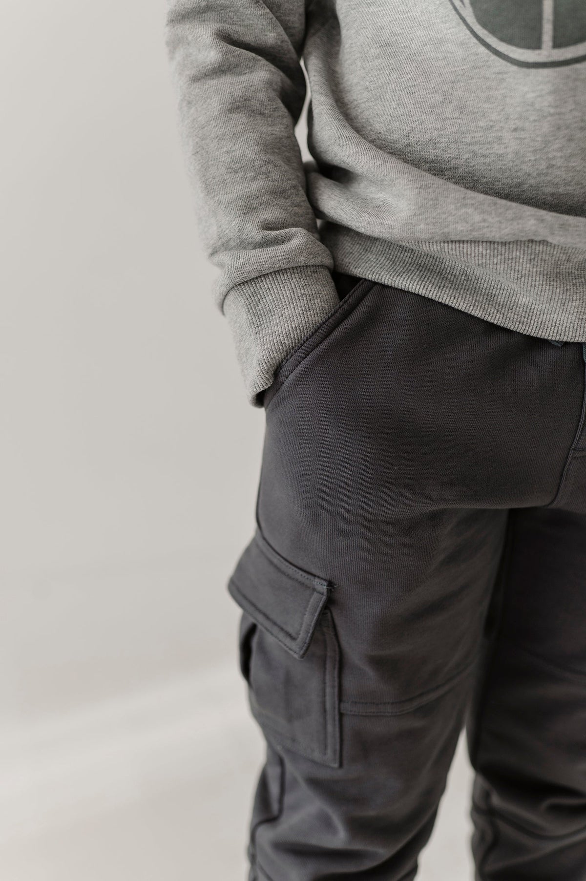 Boys Cargo Fleece Pant in Thunder