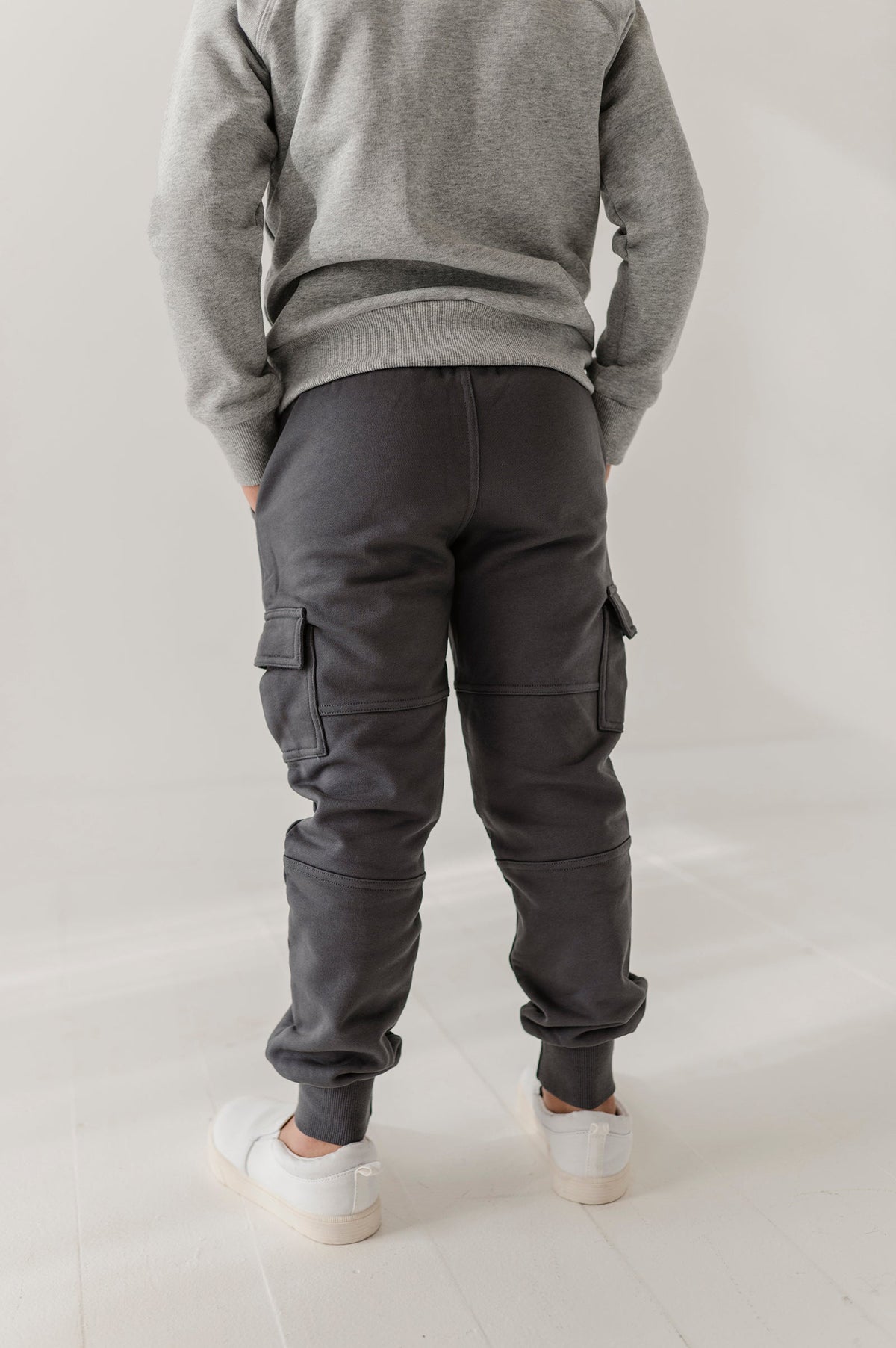 Boys Cargo Fleece Pant in Thunder