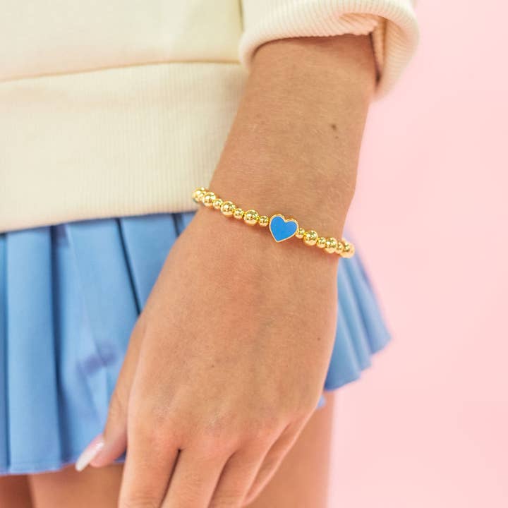 Golden Heart - Gold Beaded Enamel Bracelet - 6 Colors