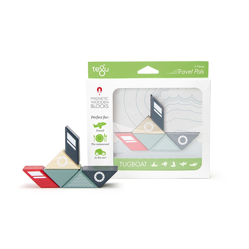 Travel Pals - Tugboat <br>Magnetic Wooden Blocks <br>6 pieces
