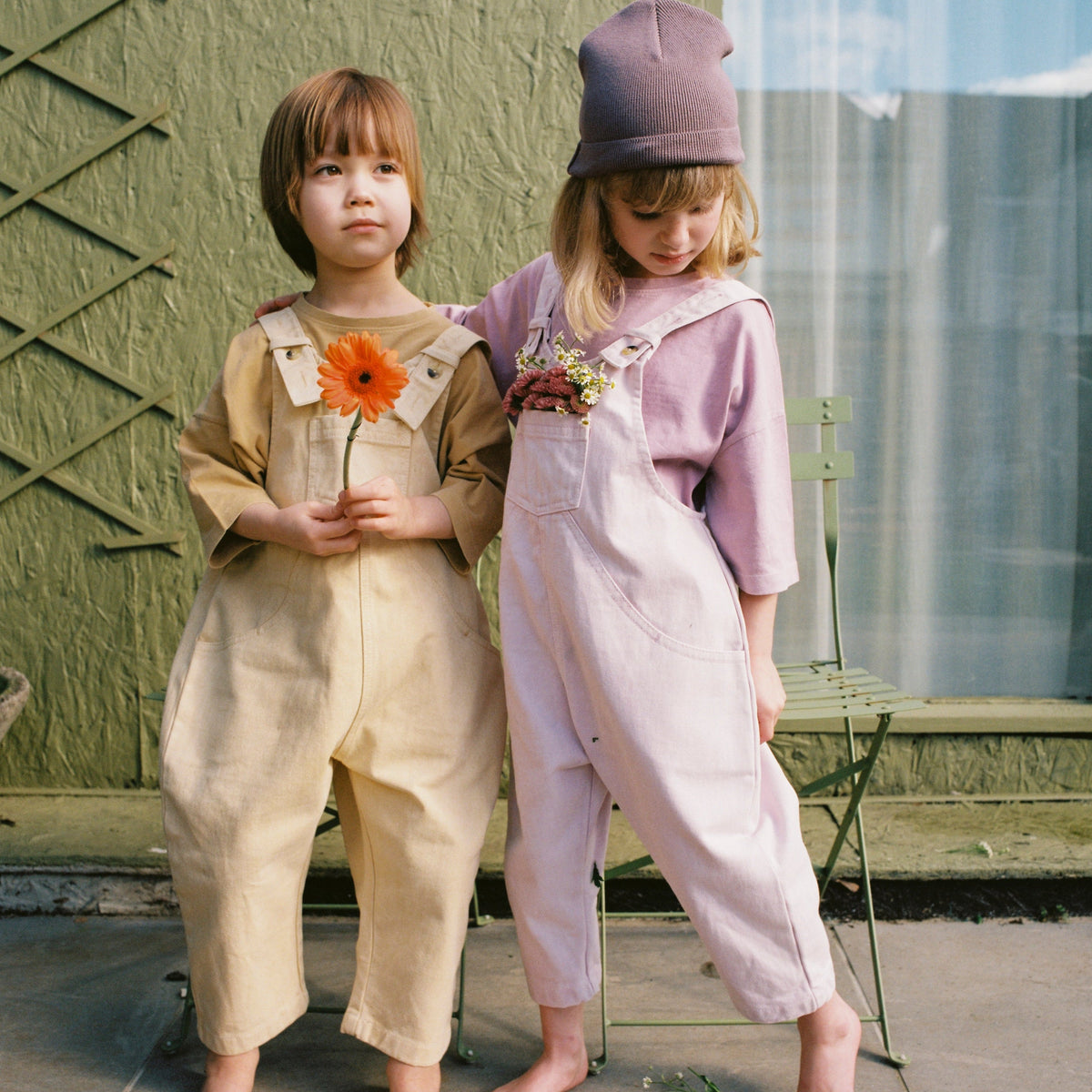 The Oversized Denim Dungaree Kids | Mineral Dyed