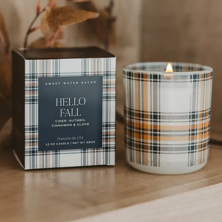 *New* Hello Fall 12 oz Boxed Soy Candle - Fall Decor & Gifts