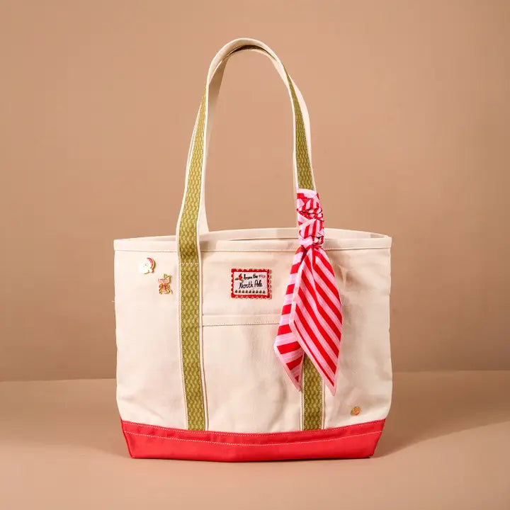 The Darling Canvas Tote Bag-Peppermint Stripes