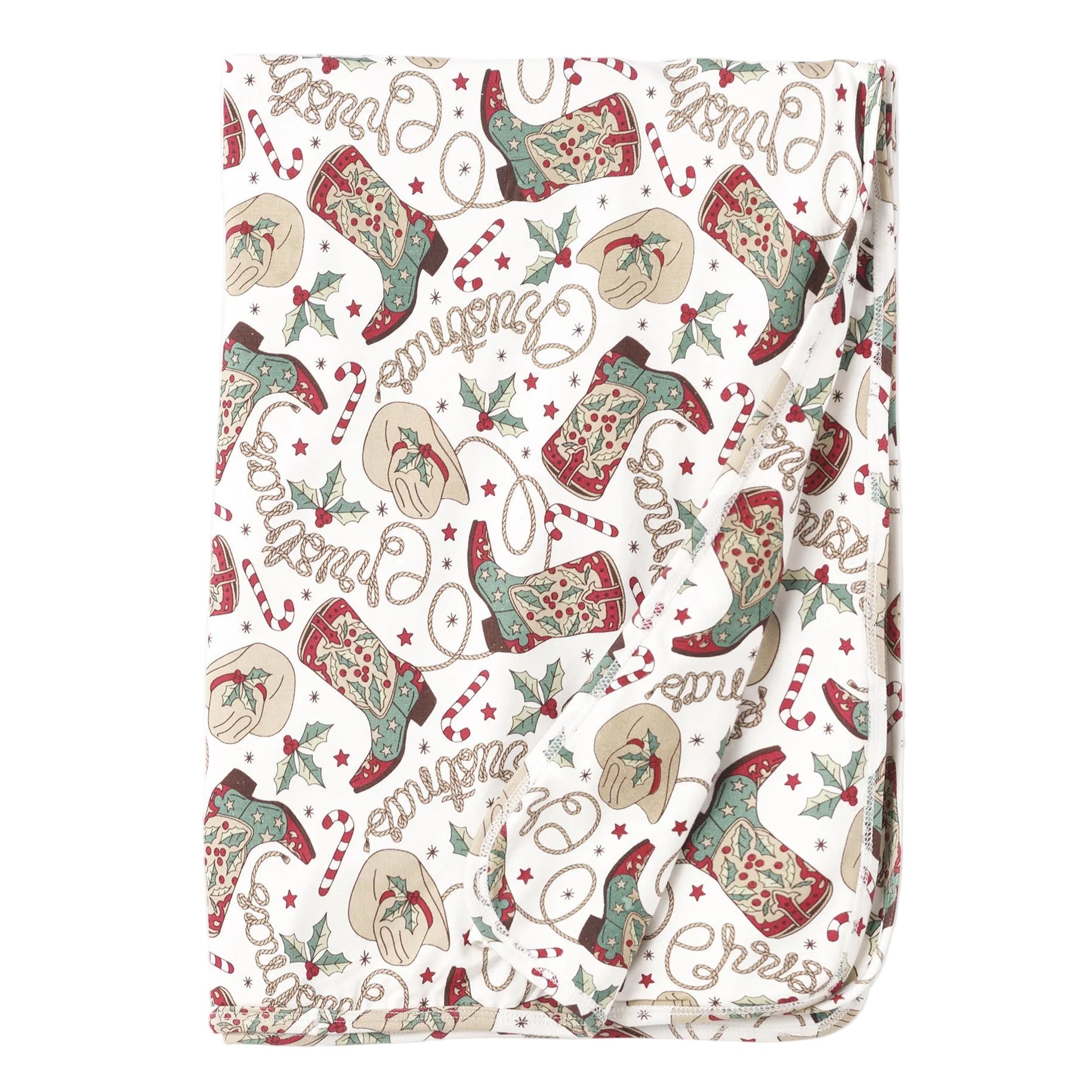 Western Christmas Stroller Blanket – Soft Bamboo Holiday