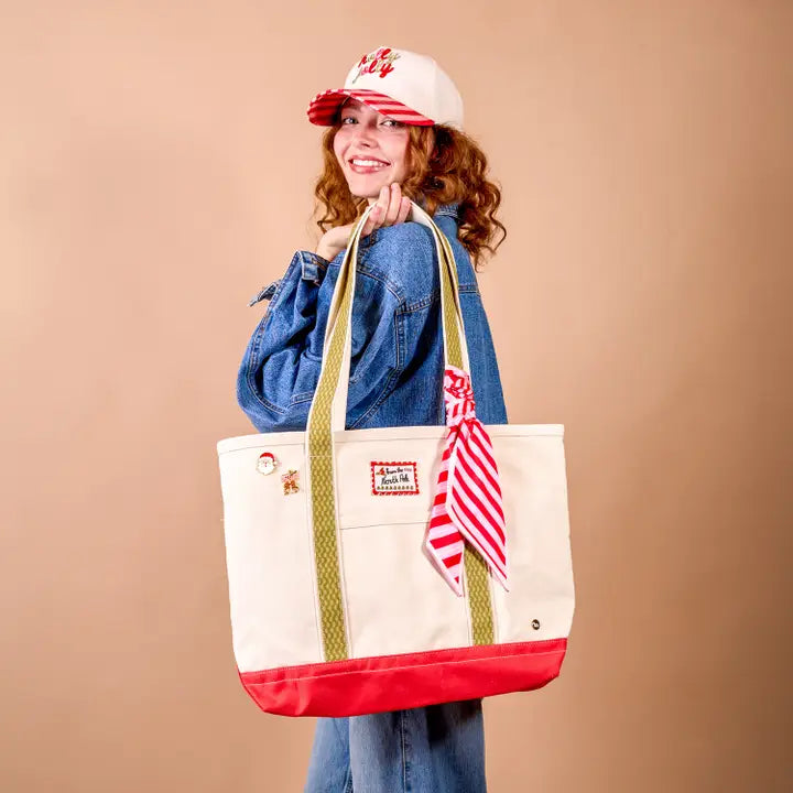 The Darling Canvas Tote Bag-Peppermint Stripes