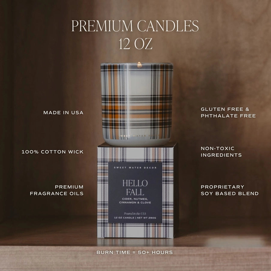 *New* Hello Fall 12 oz Boxed Soy Candle - Fall Decor & Gifts