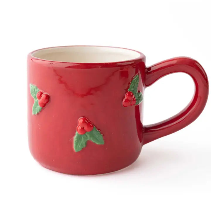 Holly Ditsy Bobble Ceramic Coffee Mug, 8oz