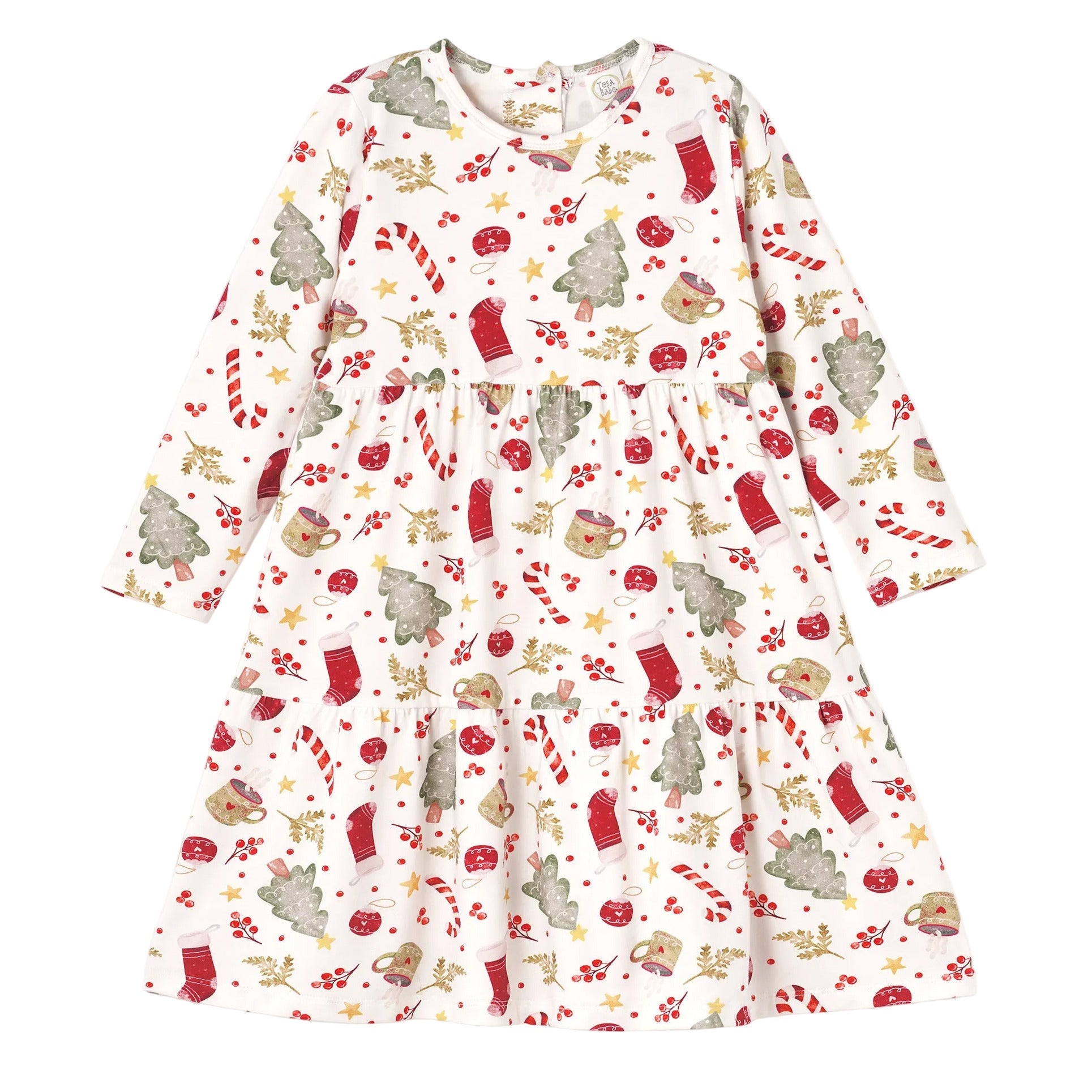 Girls’ Christmas Dress – Bamboo Holiday Tiered Twirl Dress