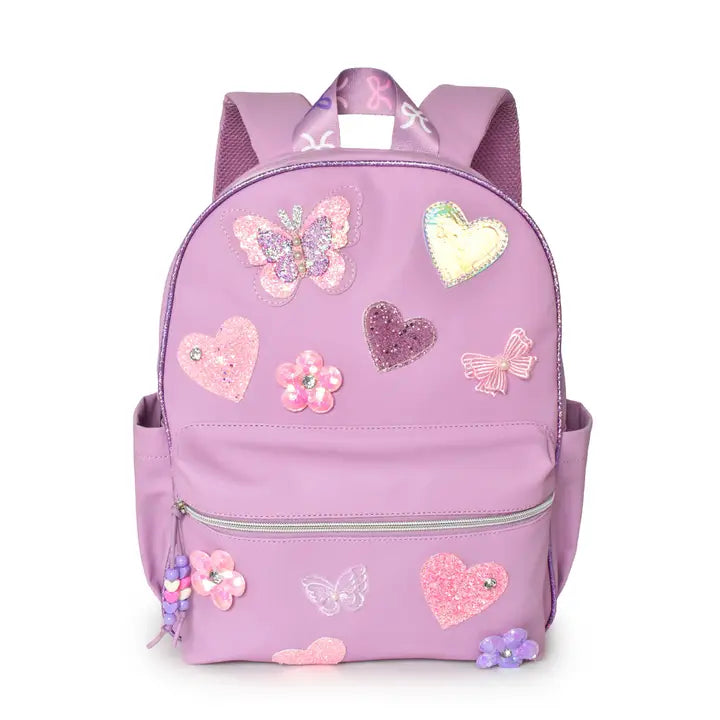 Butterfly, Heart, Daisy, & Bow Patched Large Backpack