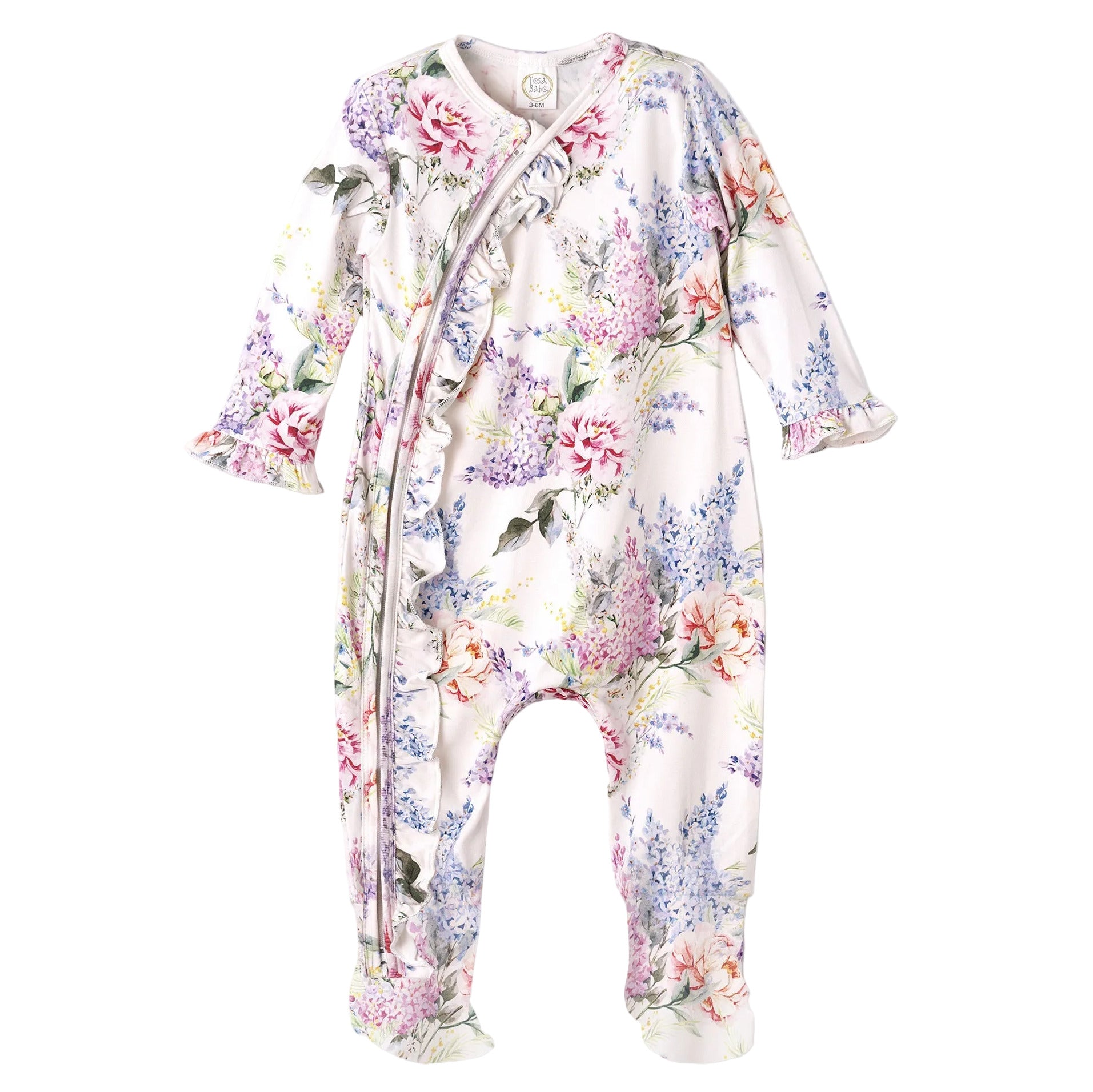 Dream Blossom Soft Bamboo Baby Girl Floral Zipper Romper