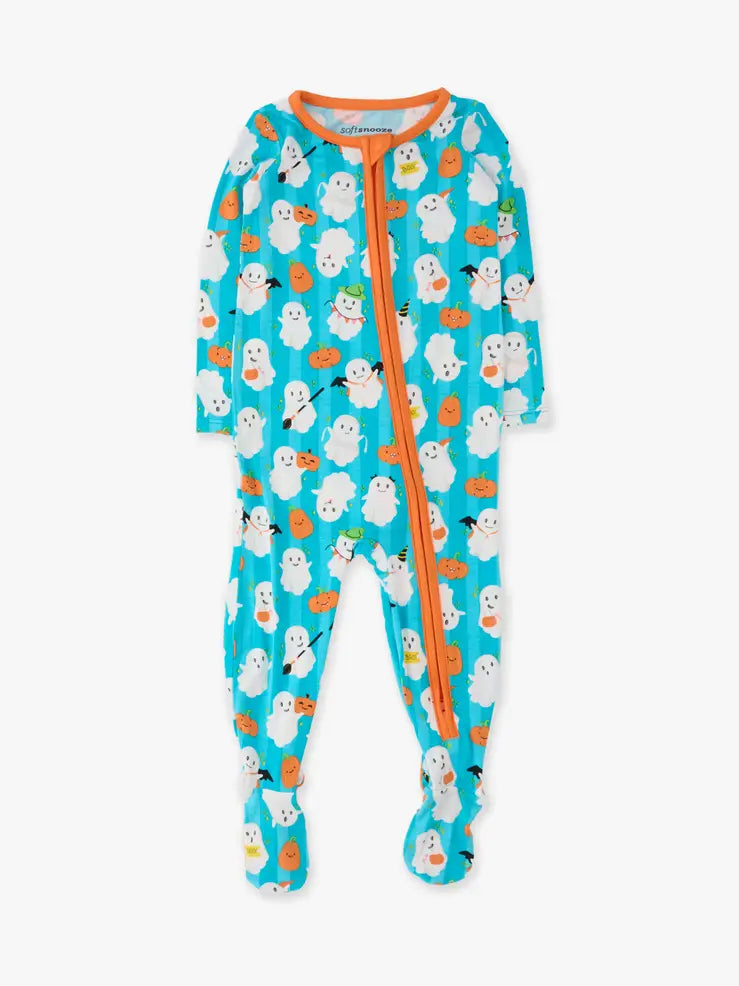 Softsnooze Baby Bamboo Viscose Halloween Boo Bash Footed One Piece Pajama