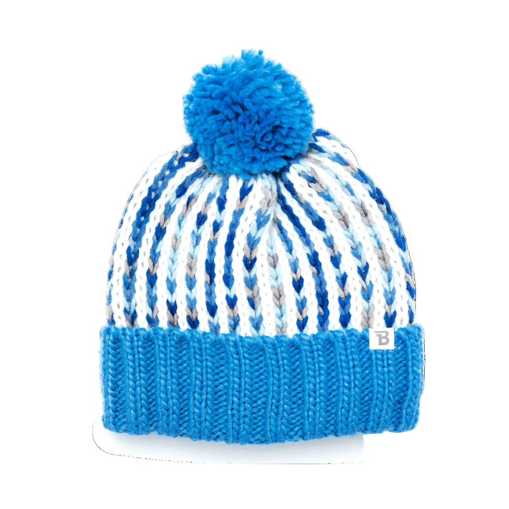 Blue Single Pom Pom Beanie