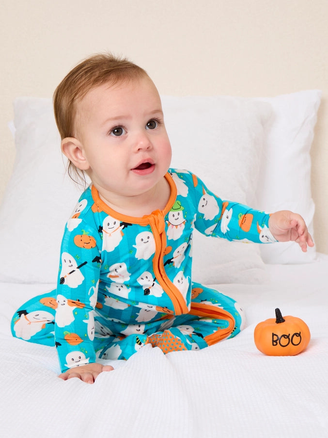 Softsnooze Baby Bamboo Viscose Halloween Boo Bash Footed One Piece Pajama