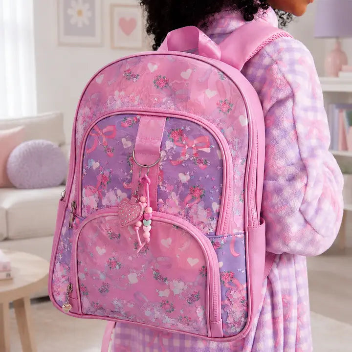 Bow Confetti Large Backpack with Heart Charm