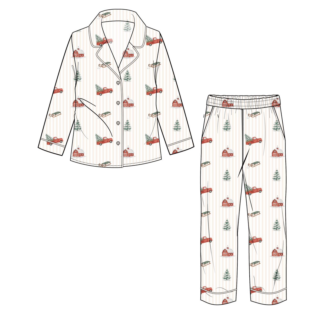 Little Red Truck Youth Unisex Button Down Set