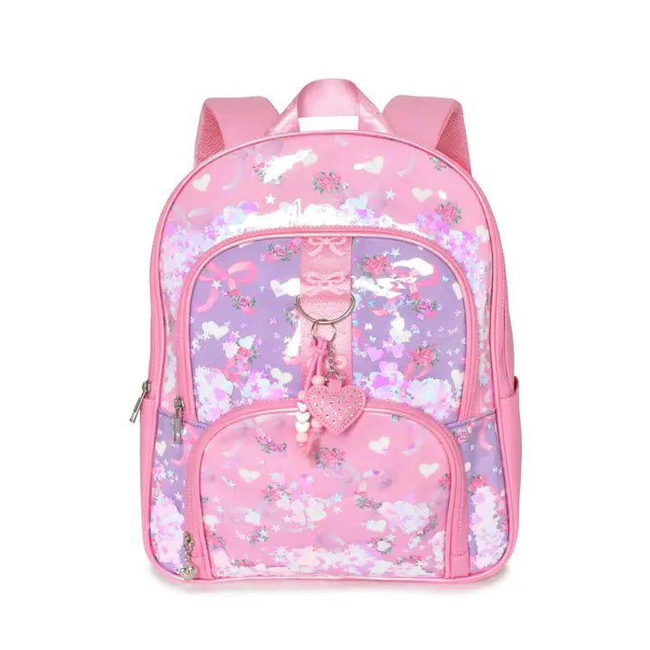 Bow Confetti Large Backpack with Heart Charm