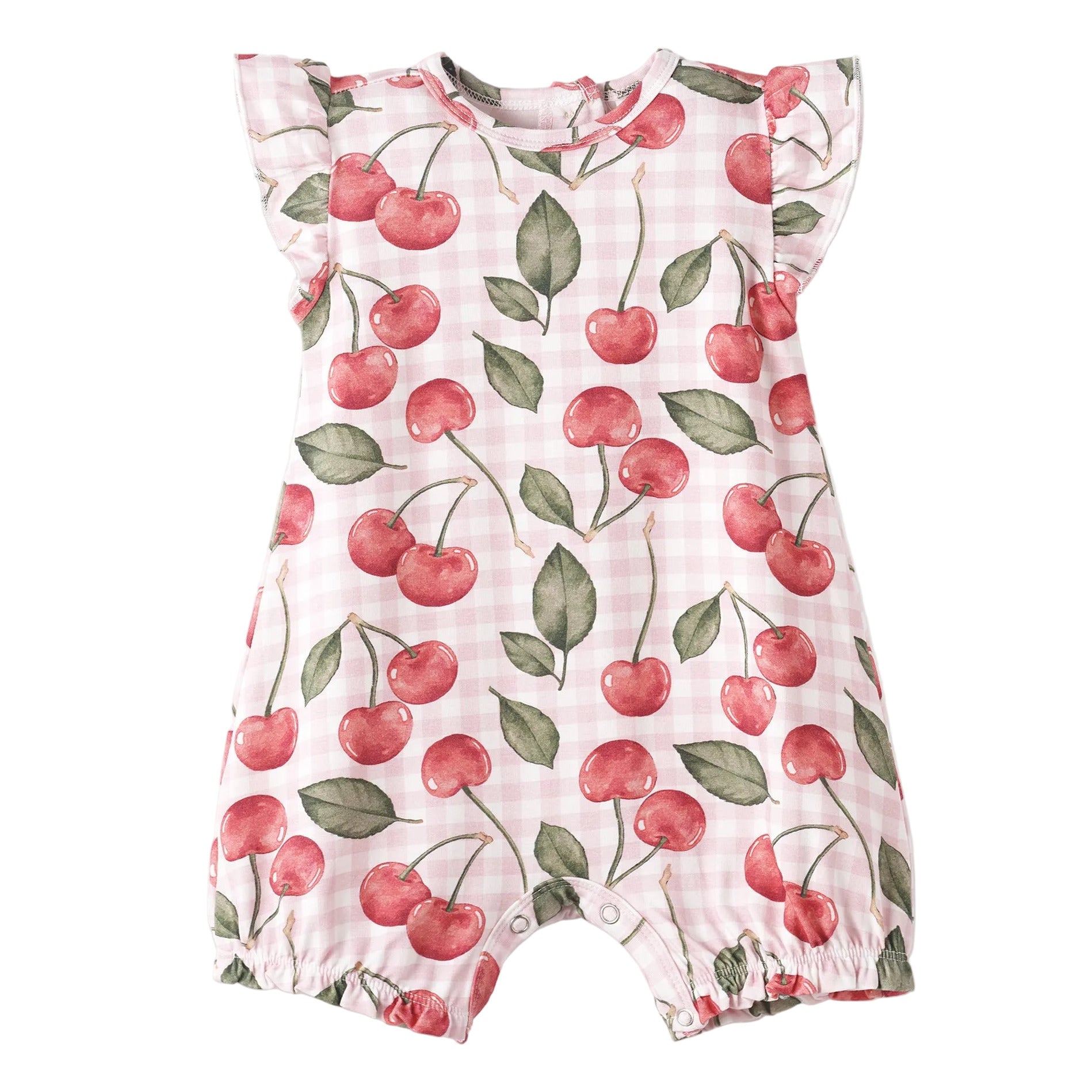 Cherry Picnic Baby Girl Bamboo Bubble Romper