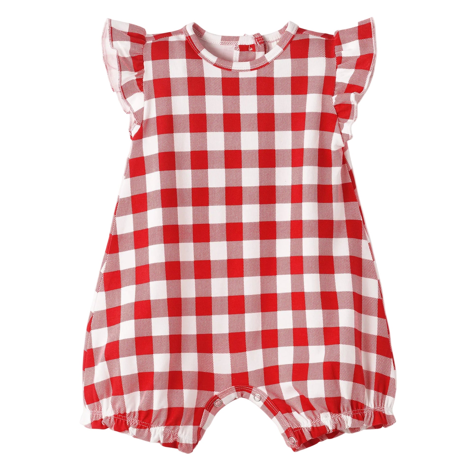 Picnic Plaid Soft Bamboo Bubble Romper for Baby Girls