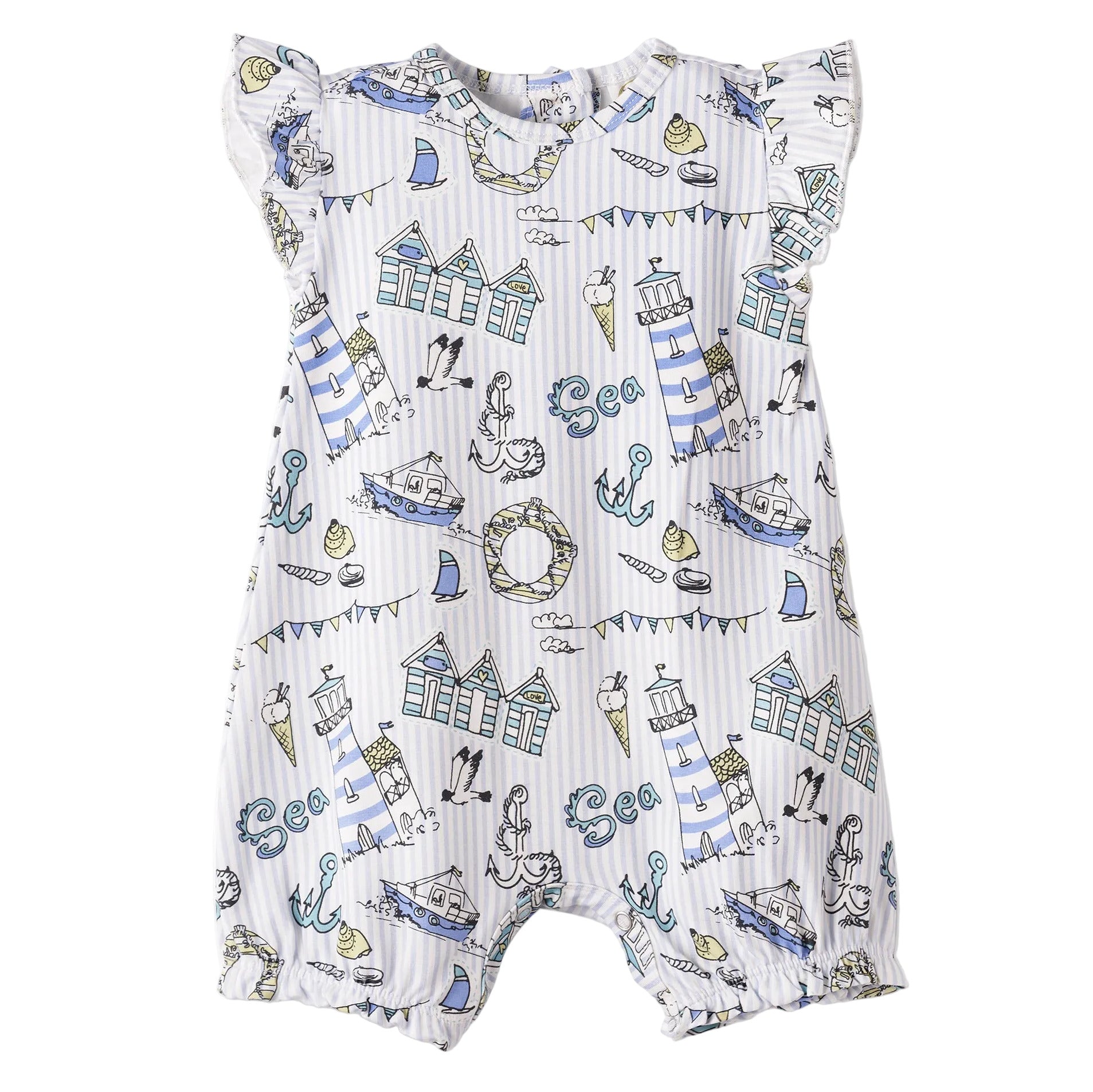 Seashore Bubble Romper – Bamboo Baby Girl Outfit
