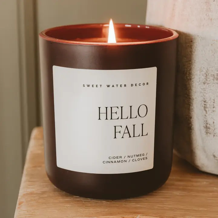 Hello Fall 15 oz Soy Candle, Matte Jar - Fall Decor