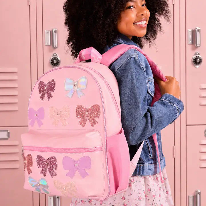 Glitter Bow Patched Large Backpack