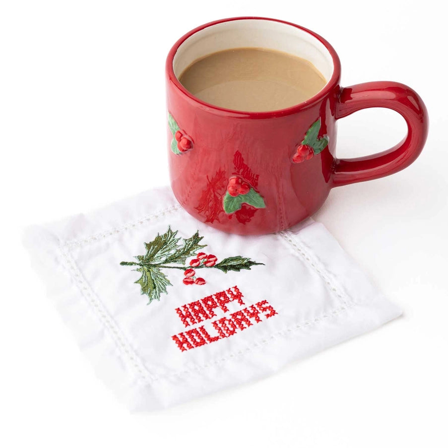 Holly Ditsy Bobble Ceramic Coffee Mug, 8oz