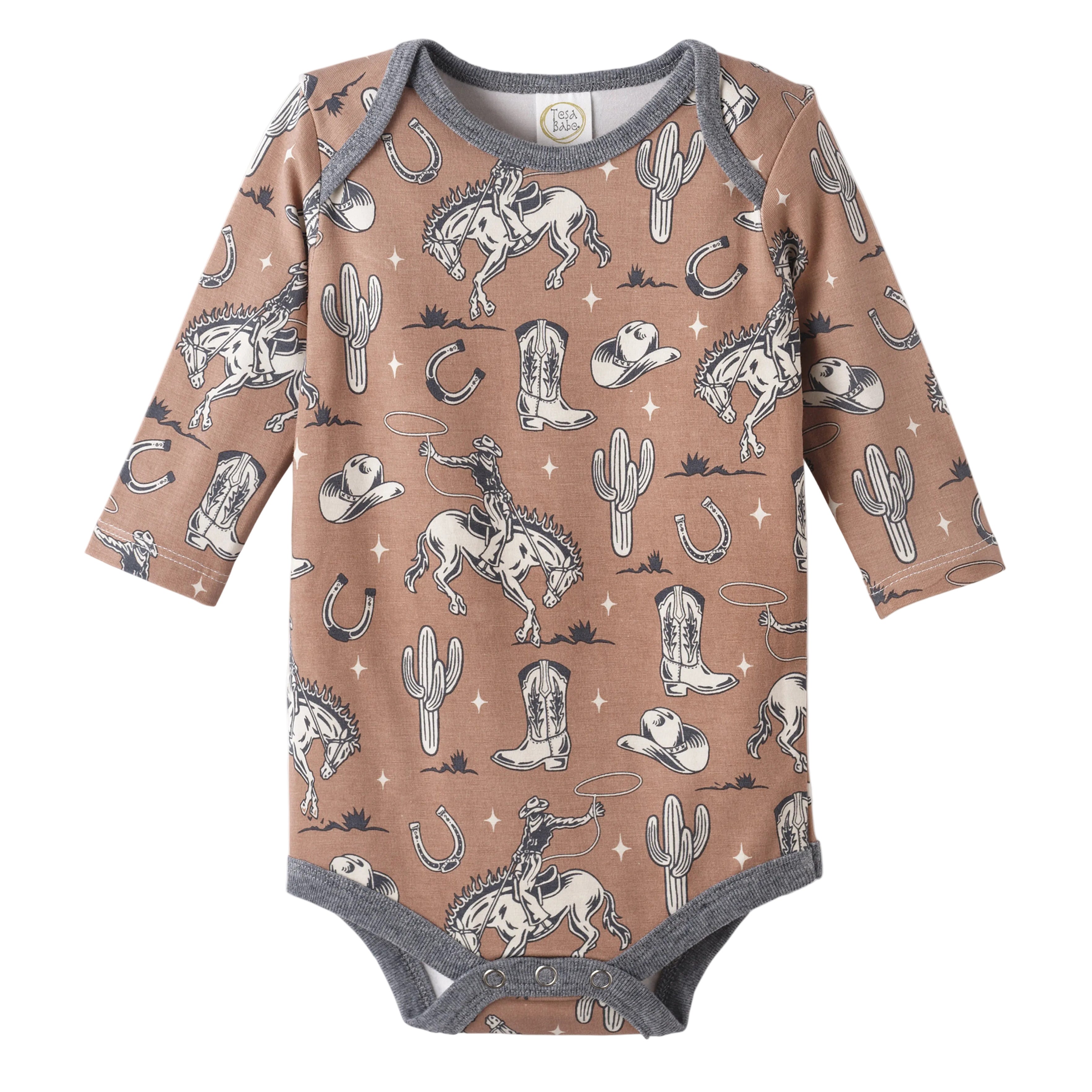 Wild Wrangler/Brown Western Cowboy Bamboo Baby Boy Bodysuit